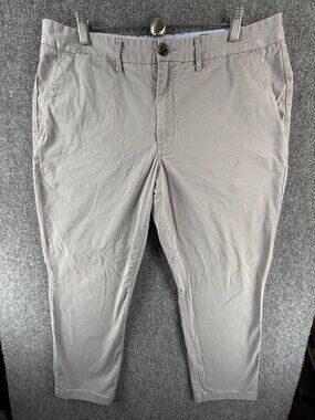 Peter Manning Pants Men Gray Lightweight Stretch Chino Slim Fit ACTL 35X27